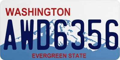 WA license plate AWD6356