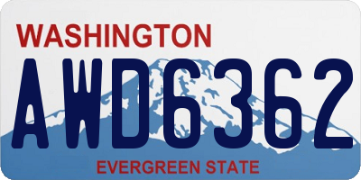 WA license plate AWD6362