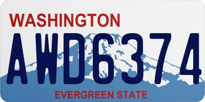 WA license plate AWD6374