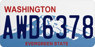 WA license plate AWD6378