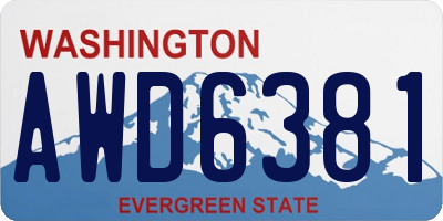 WA license plate AWD6381