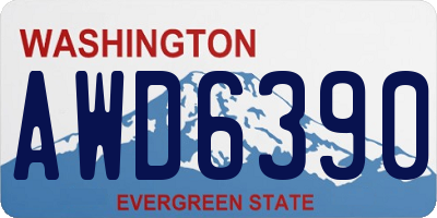 WA license plate AWD6390