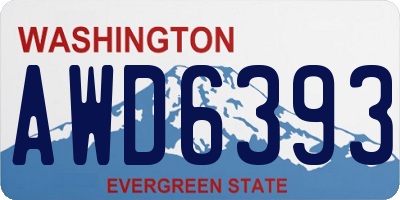 WA license plate AWD6393