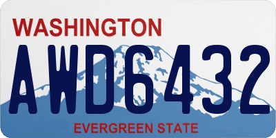 WA license plate AWD6432