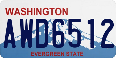 WA license plate AWD6512