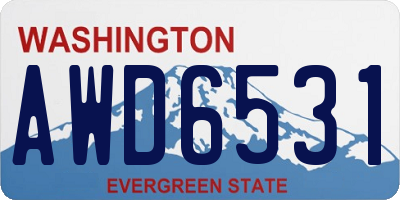 WA license plate AWD6531
