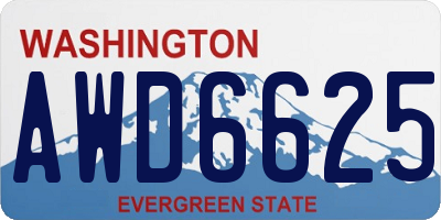 WA license plate AWD6625