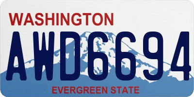 WA license plate AWD6694
