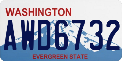 WA license plate AWD6732