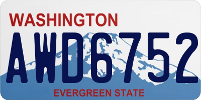 WA license plate AWD6752