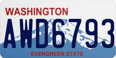WA license plate AWD6793