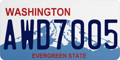 WA license plate AWD7005