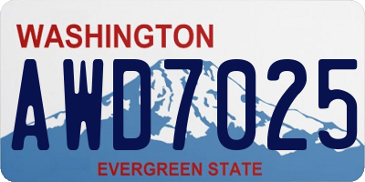 WA license plate AWD7025