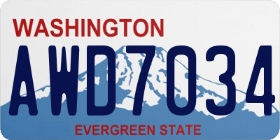 WA license plate AWD7034