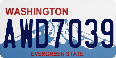 WA license plate AWD7039