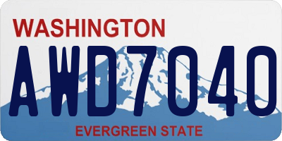WA license plate AWD7040