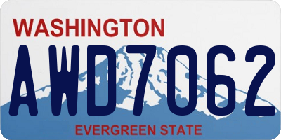 WA license plate AWD7062
