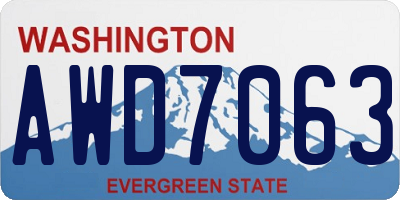WA license plate AWD7063