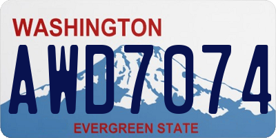 WA license plate AWD7074