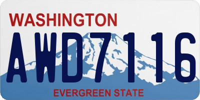 WA license plate AWD7116
