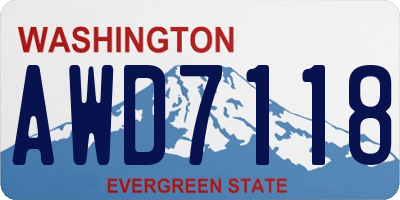 WA license plate AWD7118