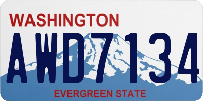 WA license plate AWD7134
