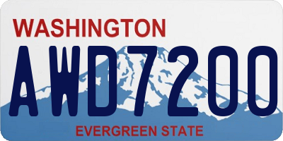 WA license plate AWD7200