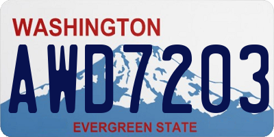 WA license plate AWD7203