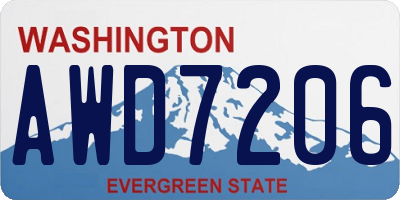 WA license plate AWD7206