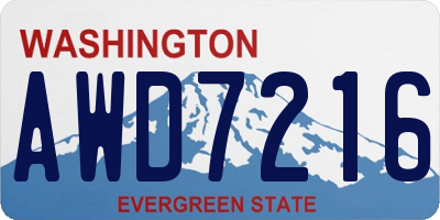 WA license plate AWD7216