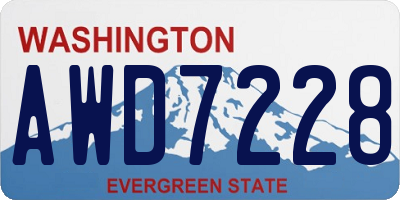 WA license plate AWD7228