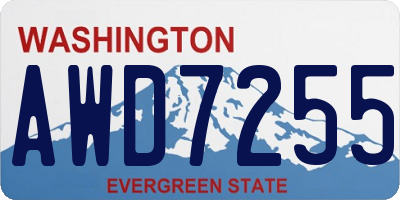 WA license plate AWD7255