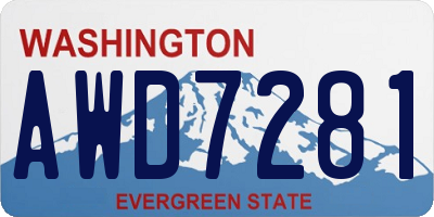 WA license plate AWD7281