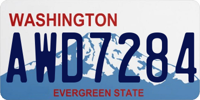 WA license plate AWD7284