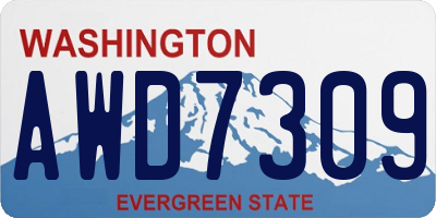 WA license plate AWD7309