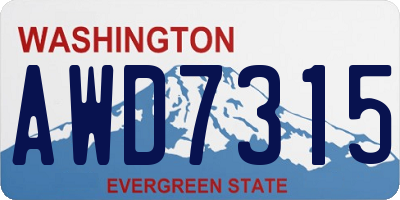 WA license plate AWD7315