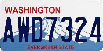 WA license plate AWD7324
