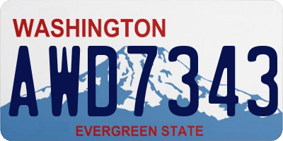 WA license plate AWD7343