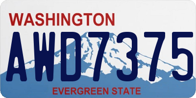 WA license plate AWD7375