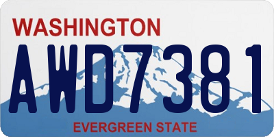 WA license plate AWD7381