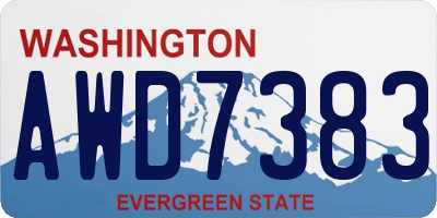 WA license plate AWD7383