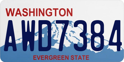 WA license plate AWD7384