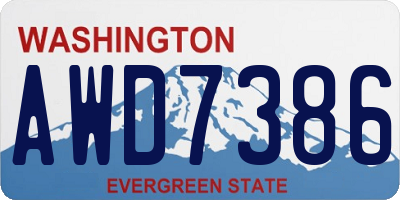 WA license plate AWD7386