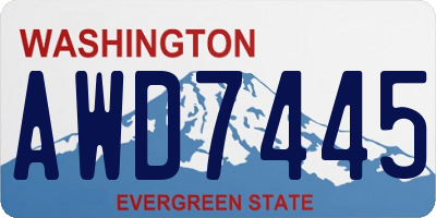 WA license plate AWD7445