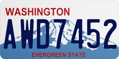 WA license plate AWD7452