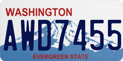 WA license plate AWD7455