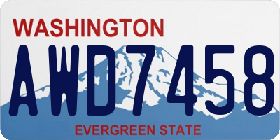WA license plate AWD7458