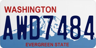 WA license plate AWD7484