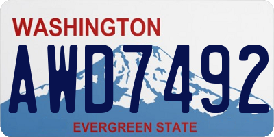 WA license plate AWD7492