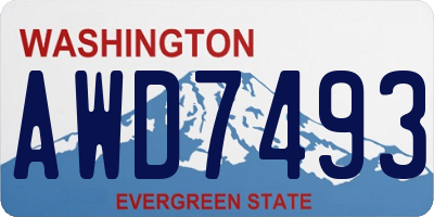 WA license plate AWD7493